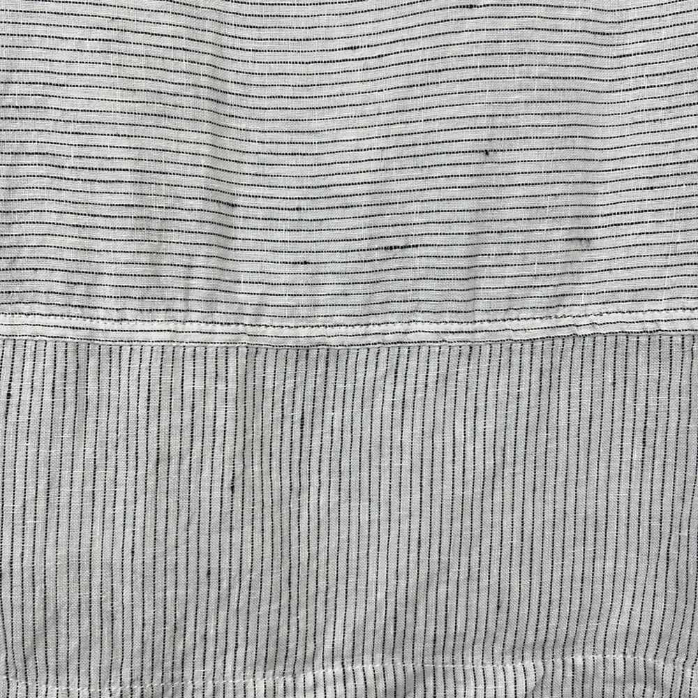 TAHARI 3/4 sleeve pullover top thin black stripes on white linen M - Picture 7 of 9